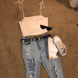 John Galt Crop Top- Tied shoulders